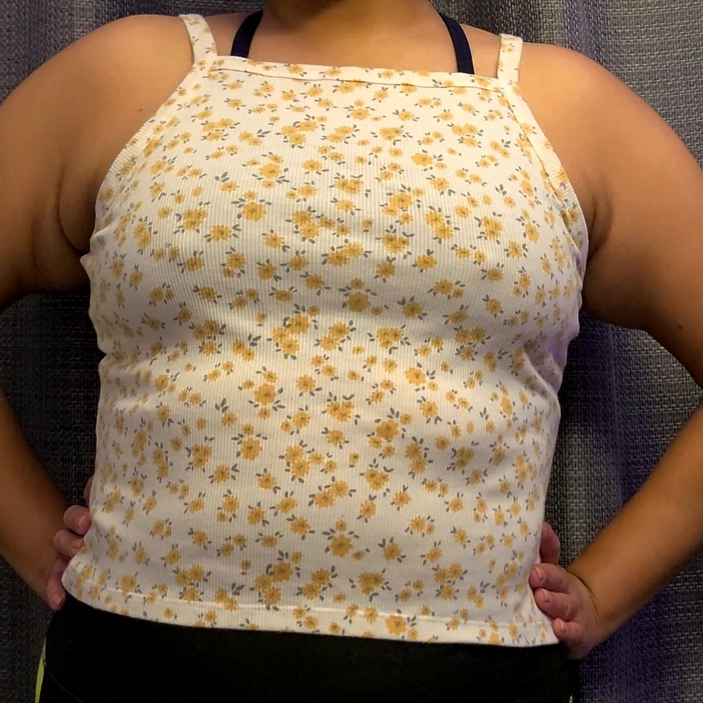 Yellow floral tank top